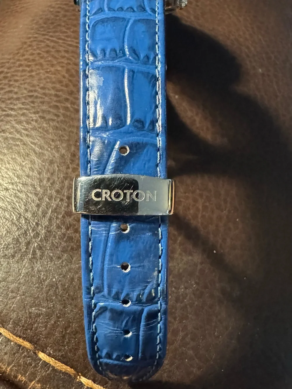 Croton Blue Leather Strap Crystal Dial Women's Watch